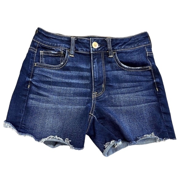 American Eagle Outfitters Pants - AMERICAN Eagle Denim Cut Off Shorts 4 Hi Rise Shortie Blue Jean Cutoffs